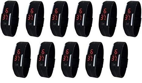 Pappi-Haunt Imported Unisex Black Set of 11 Digital Rubber Jelly Slim Silicone Sports Led Smart Band Watch for Boys, Girls, Men, Women, Kids - Sale Offer (B01FN48C98) Amazon Price History, Amazon Price Tracker