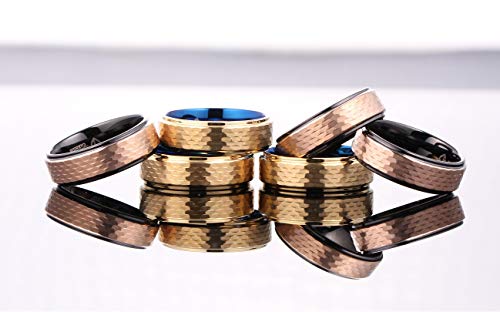 Love Beauties 8Mm Tungsten Titanium Rings Mens Wedding Band Double Color Wedding Ring Engagement Band Ring Rose Gold-Like Yellow Tungsten Titanium Band (8.5) #TOP4