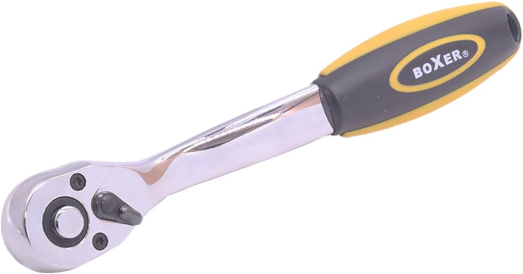 BoxerTool 3/8" Drive 72 Tooth Quick Release - Curvature Neck - Ergonomic Rubber Handle - Easy To Use