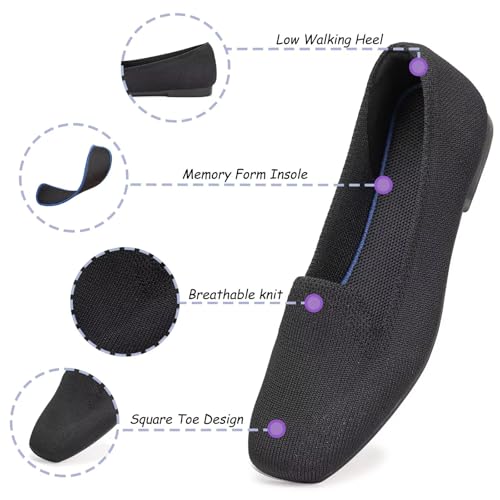 Image of Frank Mully Women's Loafer Flats Square Toe Comfortable Office Work Shoes, Cute Penny Loafer Slip On Walking Driving Shoes