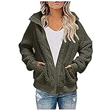 Womens Warm Winter Oversized Sherpa Hoodie Fuzzy Fleece Jacket Snap Button Thermal Parka Lapel Pocke