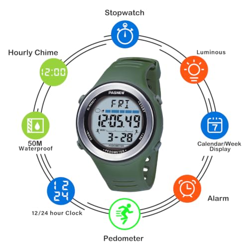 Image of PASNEW Boys' Watches - Dual Display, Large Dial Sport Watch, Black Outdoor Watch for Boys & Teens - Waterproof