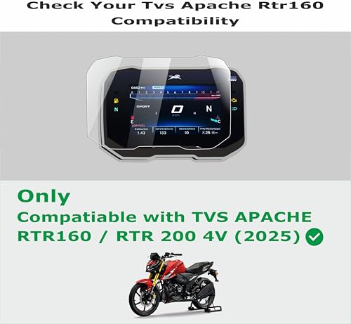 Image of OHAYO 9H Hard Screen Protector for TVS Apache RTR 160 4V / RTR 200 4V (2025) TFT Digital Display | Military Strength, Scratch Resistant, HD Clear, Full Coverage | Durable Non-Tempered Protection Film for Apache 160 4V & 200 4V 2025 Meter Display