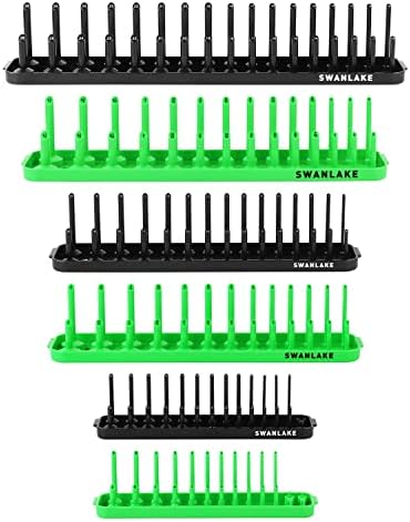 SWANLAKE Socket Organizer Set,6PCS SAE and Metric Socket Tray Set,1/4", 3/8", and 1/2" Drive Socket Holders Organizers for Toolbox