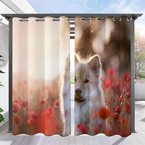Rideau extérieur imperméable décoration jardin occultant rose œillet - 4