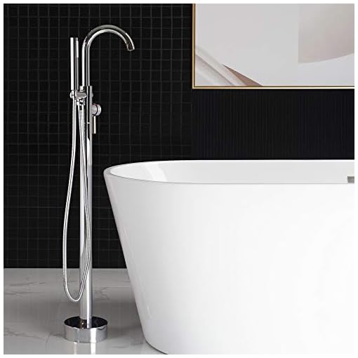 WOODBRIDGE F0002CH Contemporary Single Handle Floor Mount Freestanding Tub Filler Faucet