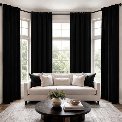Image of MIULEE Black Blackout Curtains 84 Inch Length for Bedroom Set of 4 Panels