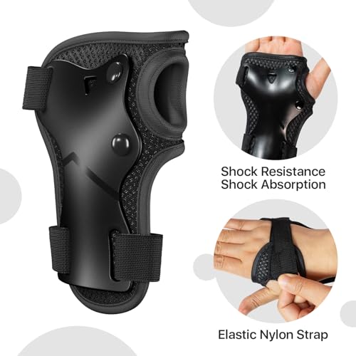 Image of Knee Pads for Kids,Kids Protective Gear Set with Child Kids Knee and Elbow Pads & Wrist Guards 3 in 1 for Biking Skateboard Scooter Rollerblading Skating Cycling[Upgraded Version 4.0] Black