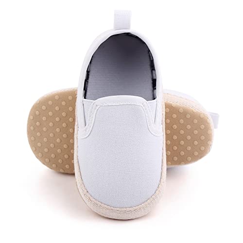Haozaye Baby Girls Boys Canvas Shoes Soft Sole Slip On Infant Crib Moccasins Casual Sneaker Austin Toddler Flat Lazy Loafers First Walkers Skate Shoe (012/White, Us_Footwear_Size_System, Infant, Age_Range, Medium, 0_Months, 6_Months) #TOP2