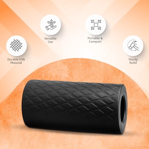 Image of Amazon Basics Thick Dumbbell & Barbell Grips | Non-Slip Rubber Grips | Easily Attachable to Barbell, Dumbbell & Kettlebell | Large | Black