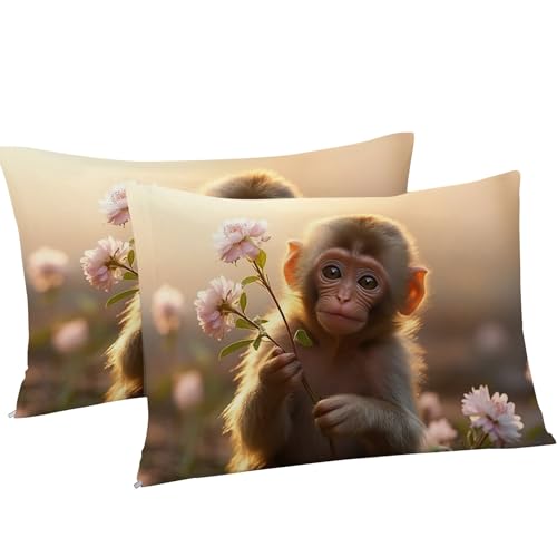 Parure de lit 90x190 singe macaque avec housse de couette kK926 - 5