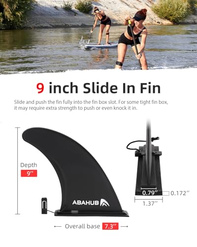 Image of Abahub 9 /10'' Paddleboard Fin with 1 Screw Replacement Single Center Fins | Fiberglass Reinforeced SUP No-Tool Fin for Surfing, Surfboard, Stand-up Paddle Board, Longboard, Black /Blue /White