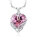 Merthus 925 Sterling Silver Created Mystic Fire Rainbow Topaz Heart Necklace for Women Jewelry Gifts for Wife