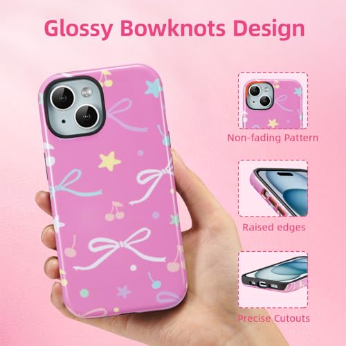 Coque iPhone 15 robuste évite les bris d'écran avec style rouge