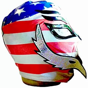 US FLAG REY MYSTERIO SEMI-PRO WRESTLING MASK FOR KIDS,Blue, Red,,One Size