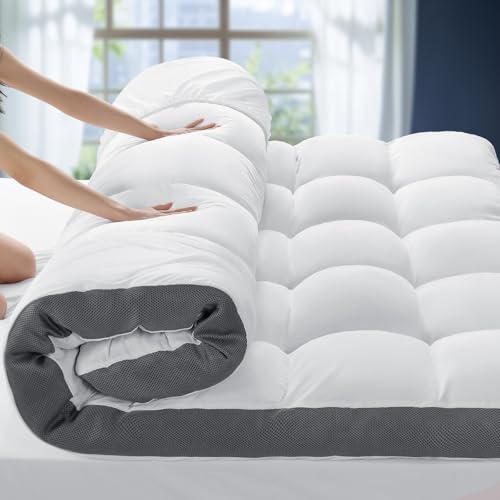 4 Inch Memory Foam Mattress Topper King Size, Extra Thick Pillow Top Mattress Pad for Back Pain Relief,Soft Breathable Mattress Cover for Fluffy Shredded Memory Foam Filled,78x80 in