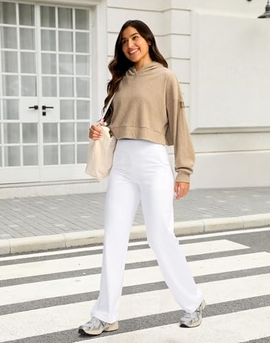 G Gradual Calças de ioga femininas de perna larga com bolsos cintura alta elástica solta casual calç