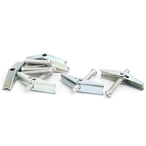 Aexit 6 Pcs Fastener M8 Round Head Toggle Bolts w Wing Nuts Silver Tone Model:24as486qo354