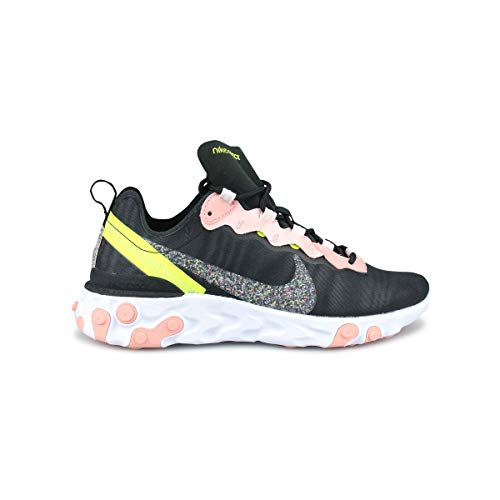 Nike W NIKE REACT ELEMENT 55 PRM, Women’s Running Shoe, Black Volt Coral Stardust, 3 UK (36 EU)