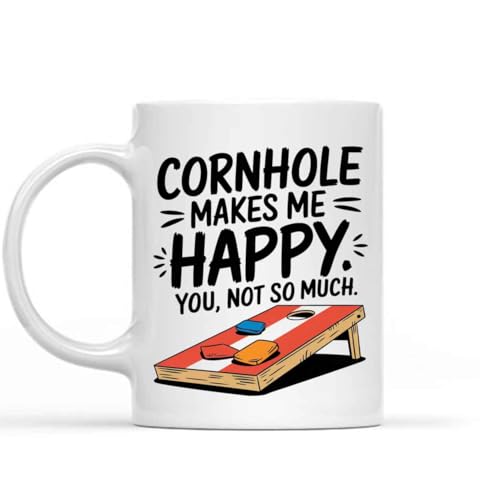 Bellion Favyre Gift Design Idea Cornhole Makes Me Happy, You Not So Much, Cornhole Gift, Cornhole, Corn Hole, Cornhole, Cornhole Player Gift, Gifts for Corn Hole Game 11 Oz White Ceramic Coffee Mug