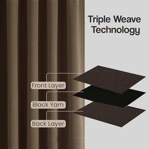 Image of FRESH FROM LOOM 8 ft Blackout Parde | 8 ft Door Curtains for Slider Track | Non-Ring Curtains | S-Wave Pleat | | Non-Ring Curtains | S-Wave Pleat | Door parda | Parde (Brown | 8 Ft Long, 2pc)