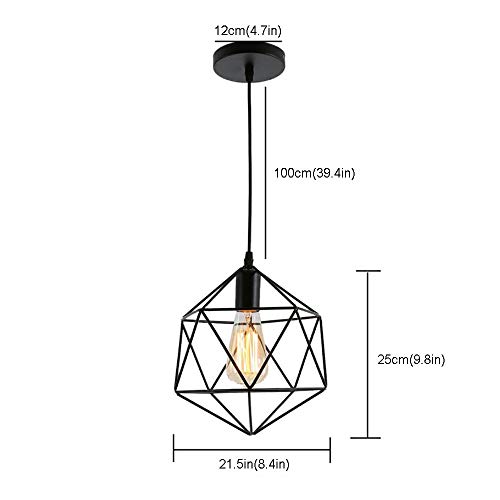 Lámpara industrial retro de techo negra E27 para salón moderno 5