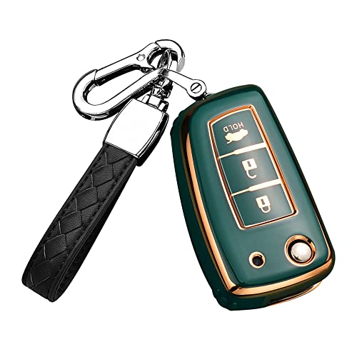 Coque de clé Nissan Rogue finition haut de gamme TPU souple vert foncé au design épuré