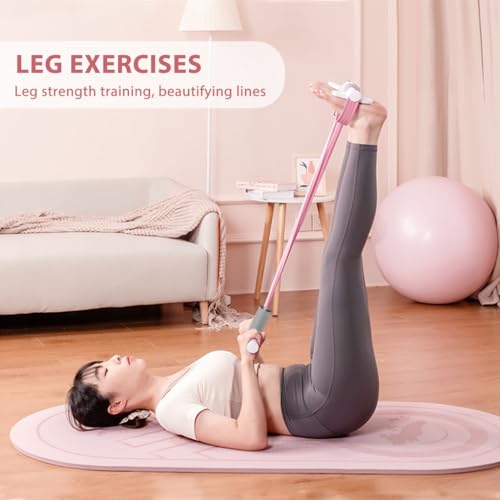Image of Proberos Fitness Tension Rope with Wider Pedal, 6-Tube Elastic Yoga Pedal Puller Resistance Band, Pull Reducer Training Bands, Natural Latex Tension Rope, for Abdomen /Waist /Leg Stretching, Pink