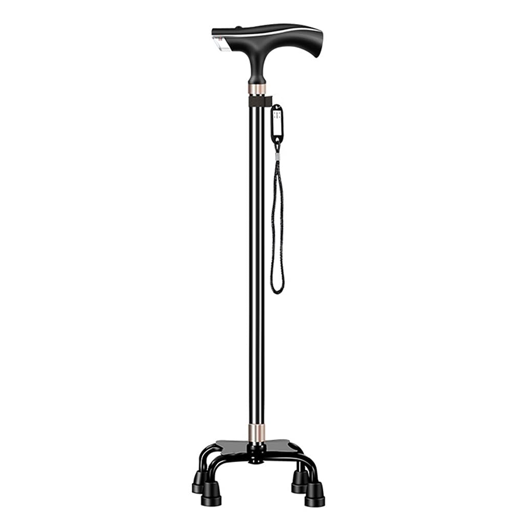 YXCKG Baston Extensible para Mayores, con Alarma de pánico, luz LED, Los Bastones de Aluminio brindan Soporte y Estabilidad adicionales, Ligero para Padres Madres Regalos (Color : Black)