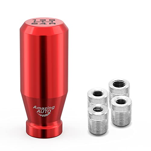 (Red) 5 Speed Automatic Manual Weighted Shifter Knob Gear Shift Knobs for Mazda Miata Nissan 350z Subaru Sti with Metal Adapters M8x1.25,M10x1.25, M10x1.5, M12x1.25