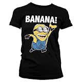 MINIONS Offizielles Lizenzprodukt Banana! Damen T-Shirt (Schwarz), S