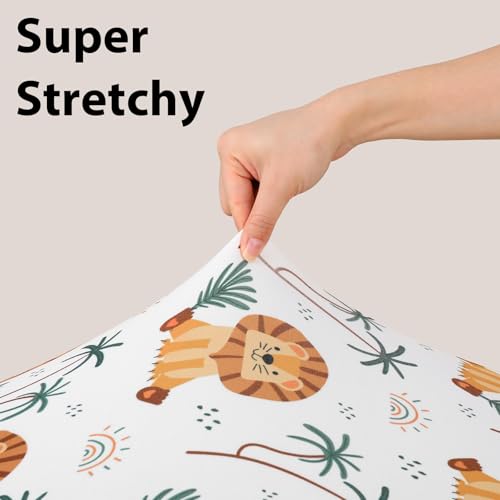 Baby Mini Crib Sheets Boy, Portable 38”x26” Pack and Play Sheets Fitted for Playard and Pack N Play Mattress, 3-Pack Soft Microfiber Brown Lion