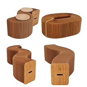 AlienTech Home Furniture Softeating Modern Design Accordin Folding Paper Stool Sofa Chair Kraft Paper Relaxing Foot Stool-Fashion Paper Design, Ideal for School, Kitchen ,Living & Dining Room