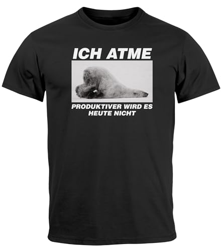 T-shirt humour homme Ich atme coton col rond vêtement rigolo ours polaire
