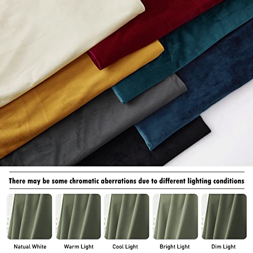 Image of RYB HOME Sage Green Velvet Curtains with Hook Tape, Thermal Insulated Privacy Protect Decorative Drapes for Home Theater, W 52 x L 72 inches, 2 Panels Set | Thermal Insulated, Privacy UV Heat Blocking, Luxurious Drapes, Nursery Dormitory Bathroom, W52 x L72, 2 Panels Set