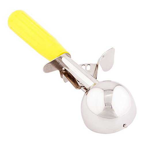 Image of Restaurantware Met Lux 2 Ounce Portion Scoop 1 Trigger Release Cookie Scoop - With Yellow Handle Stainless Steel Disher For Portion Control Scoop Cookie Dough Cupcake Batter Or Ice Cream