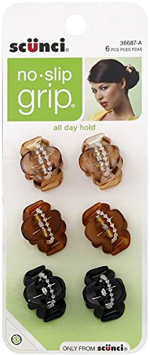 Scunci No-Slip Grip Mini Octopus Jaw Clips 6 ea (Pack of 9)