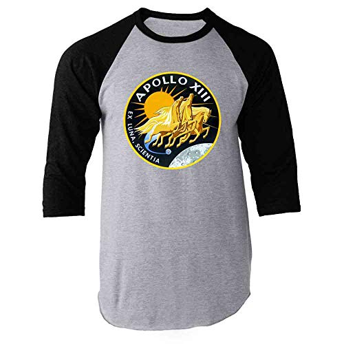 Apollo 13 Mission Patch NASA Approved Movie Film Black 2XL Raglan Baseball Tee Shirt