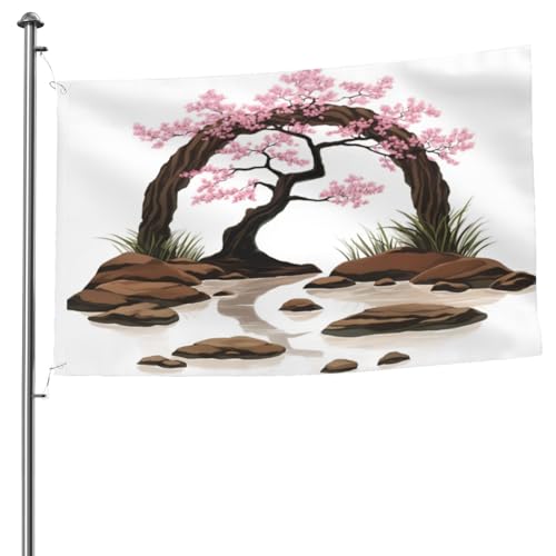 Drapeau arche de fleurs roses 1,5x2,4m double face pour décoration jardin