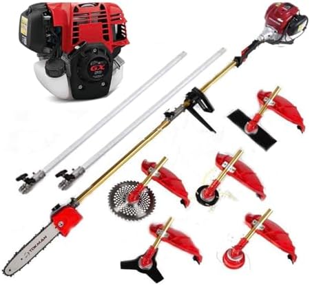 Gx50 Brush Cutter 4 Stroke Lawn Mower Weed Eater Hedge Trimmer with 2 Extension rods Pole Saw