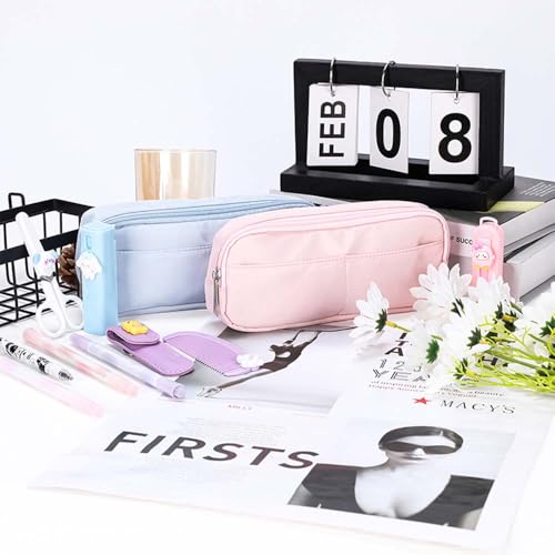 Image of Pencil Case Back to School Supplies Zipper Pencil Pouch,Desk Accessories & Workspace Organizers Pencil Bag School Supplies for Teen Girls (Blue)