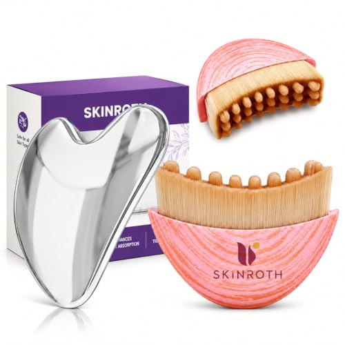 Image of Brush Gua sha And Steel Guasha combo for face massage