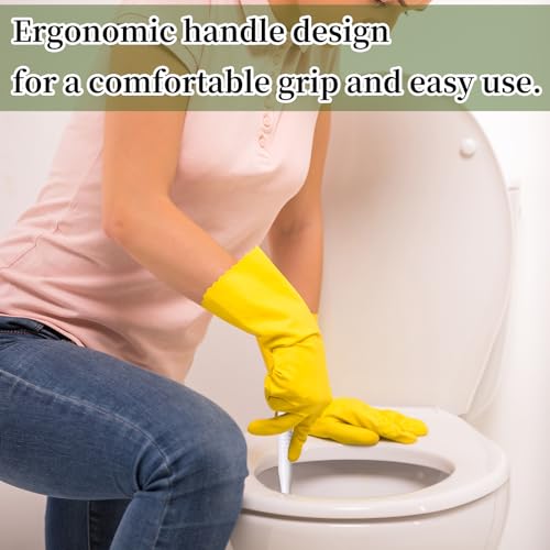 Image of 14 Sets Toilet Brush and Holder Set 14.57 Height Bathroom Cleaning Brush with Caddy, Toilet Bowl Scrubber for Deep Cleaning(White)