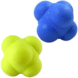 AIRLAXER Reaction Ball,Reflex Ball for Hand Eye Coordination Training,2.83 inch,Pack of 2-Blue,Yellow