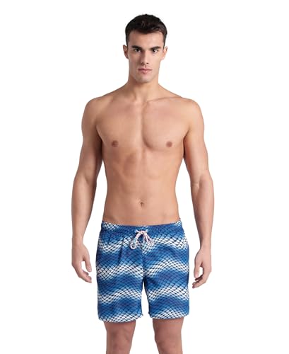 ARENA Men’s Water Prints Beach Short Boxer Pockets Mesh Inner Brief Quick Dry Athletic Pool Outdoor Water Sports Swimming, Blue Lake/Multi, X-Large