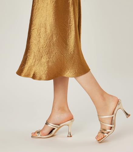 Arromic Women's Heels Square Open Toe Slip on Heeled Sandals Slides for Dress Work Party Casual Wedding4