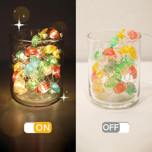 Image of suddus Easter Eggs Decor Lights,12.8ft 40LED Multi Color Small Fairy Lights with Remote, Easter Lights String Battery Operated for Table Indoor Home Wreaths Mantels Outdoor Tree Garden Decoration