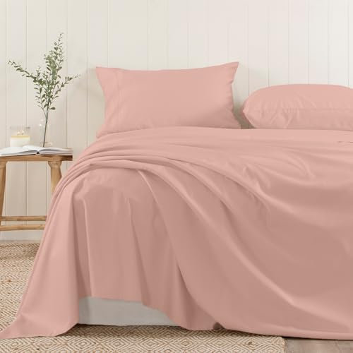 Pizuna (ピズナ) フラットシーツ ダブル - 天然100%コットン 高級400スレッドカウント 長繊維(ロングステープル)サテン織り、洗濯機対応 ベッドリネン 1枚 180×270cm