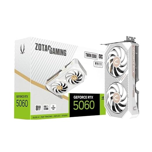 ZOTAC GeForce RTX 5060 Twin Edge OC White Edition Graphics Card, NVIDIA, 8GB GDDR7, DLSS 4, 3× DisplayPort 2.1b & HDMI 2.1b, PCIE 5.0 (ZT-B50600Q-10M)