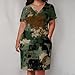 EQQZD Women's Plus Size Camouflage Dress V Neck Short Sleeve Casual Midi T-Shirt Dress with Pockets Fashion Army Green Camo Streetwear